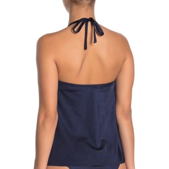 Tahari | Ring Front Halter Solid Tankini Swim Top - Picture 2 of 11
